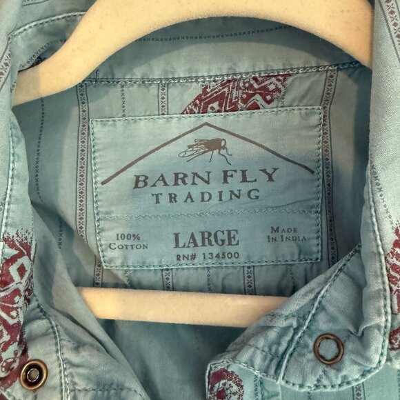 Barn Fly Own Themed Snap Button  Shirt - Large - Picture 6 of 11